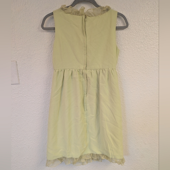 1960s Chartreuse Ruffle Mod Mini Dress - Picture 5 of 6